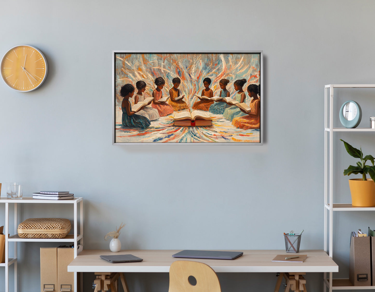 Black Children Reading Circle Black children wall art view 60