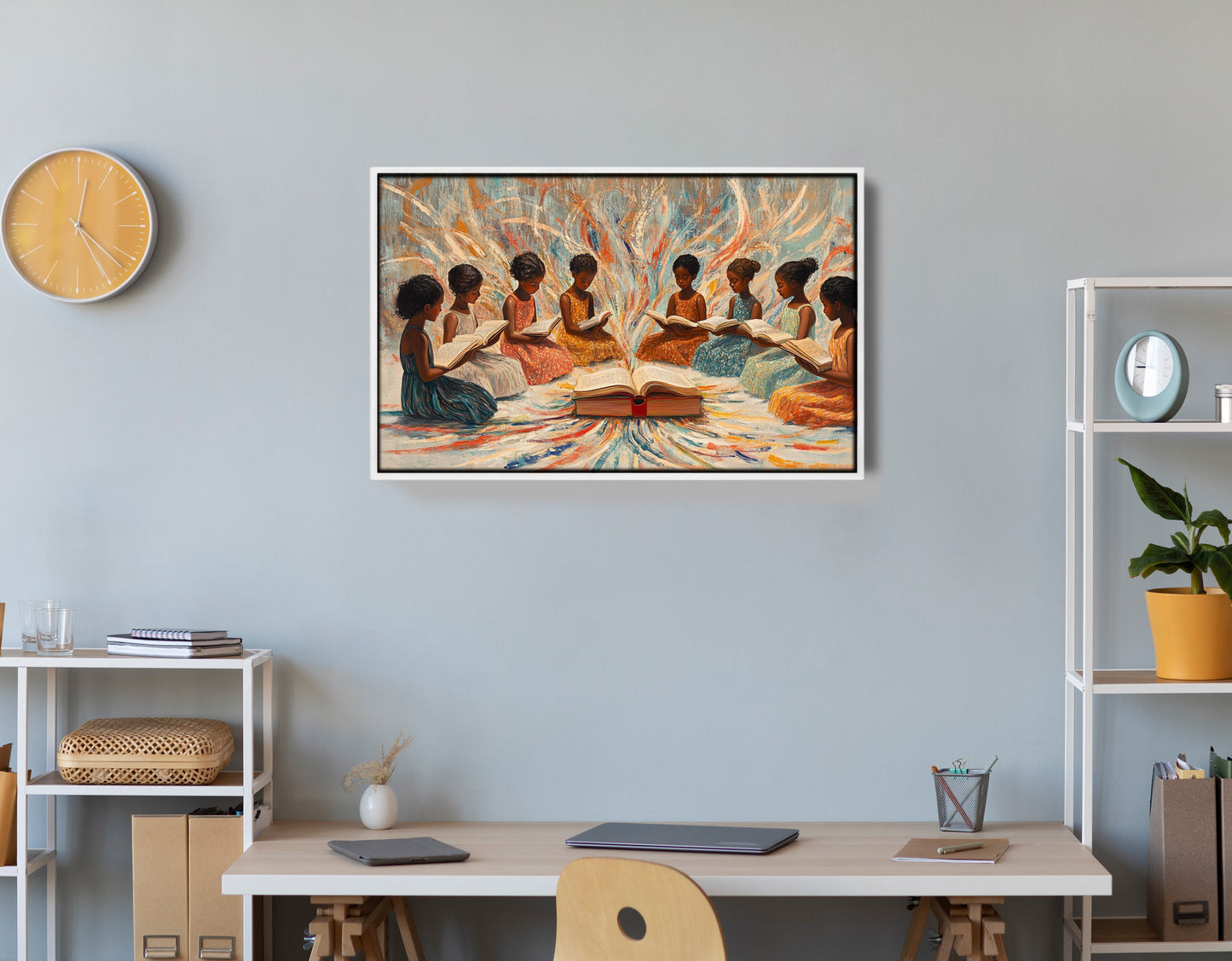 Black Children Reading Circle Black children wall art view 66