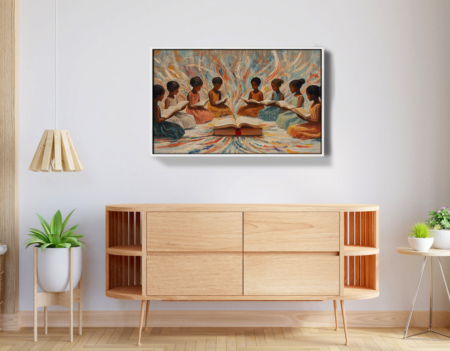 Black Children Reading Circle Black children wall art view 62