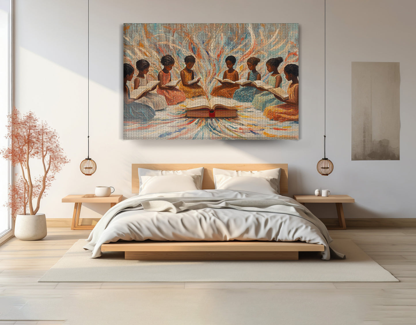 Black Children Reading Circle Black children wall art view 15