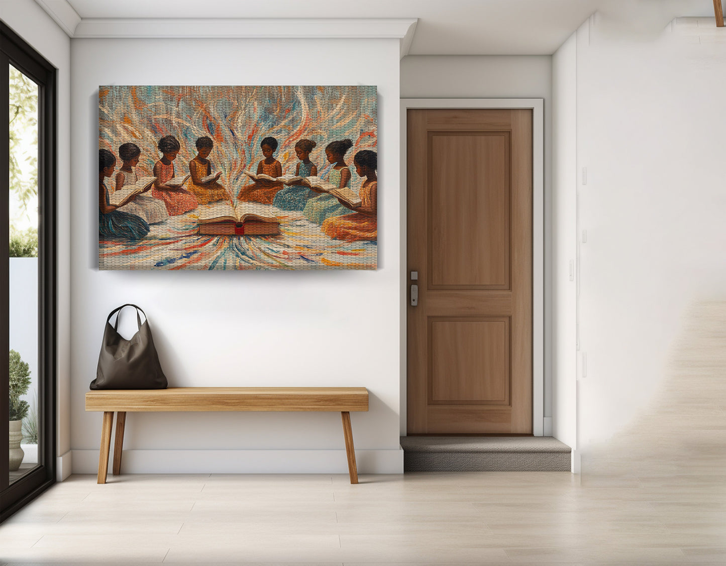 Black Children Reading Circle Black children wall art view 17
