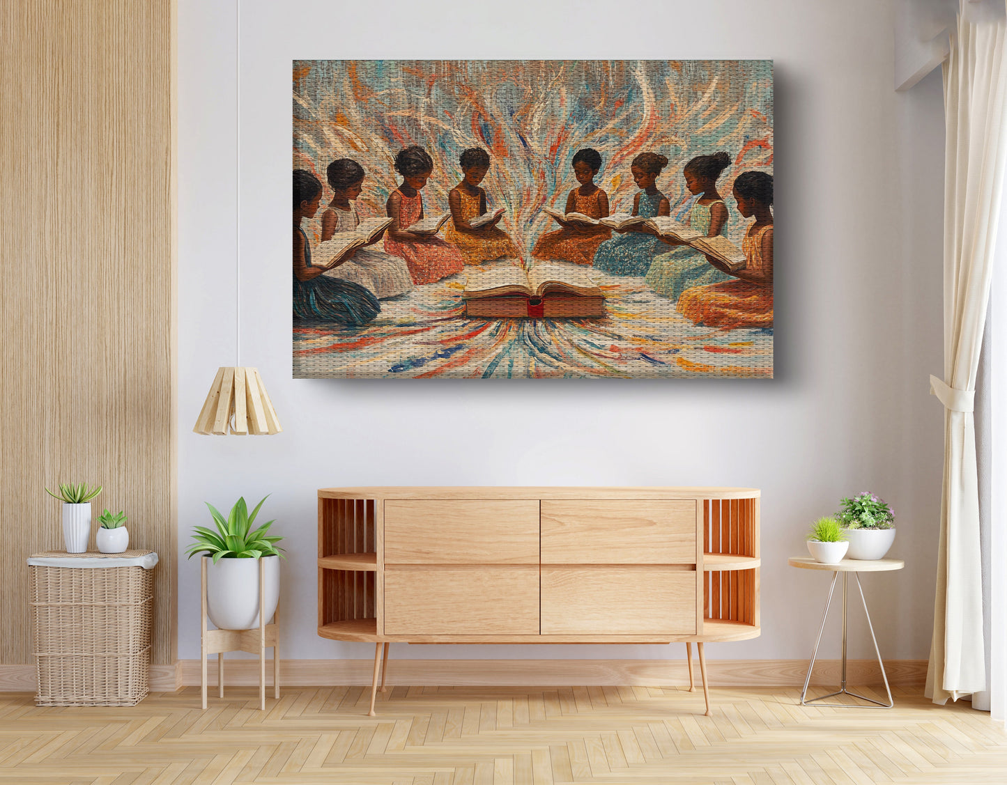 Black Children Reading Circle Black children wall art view 14