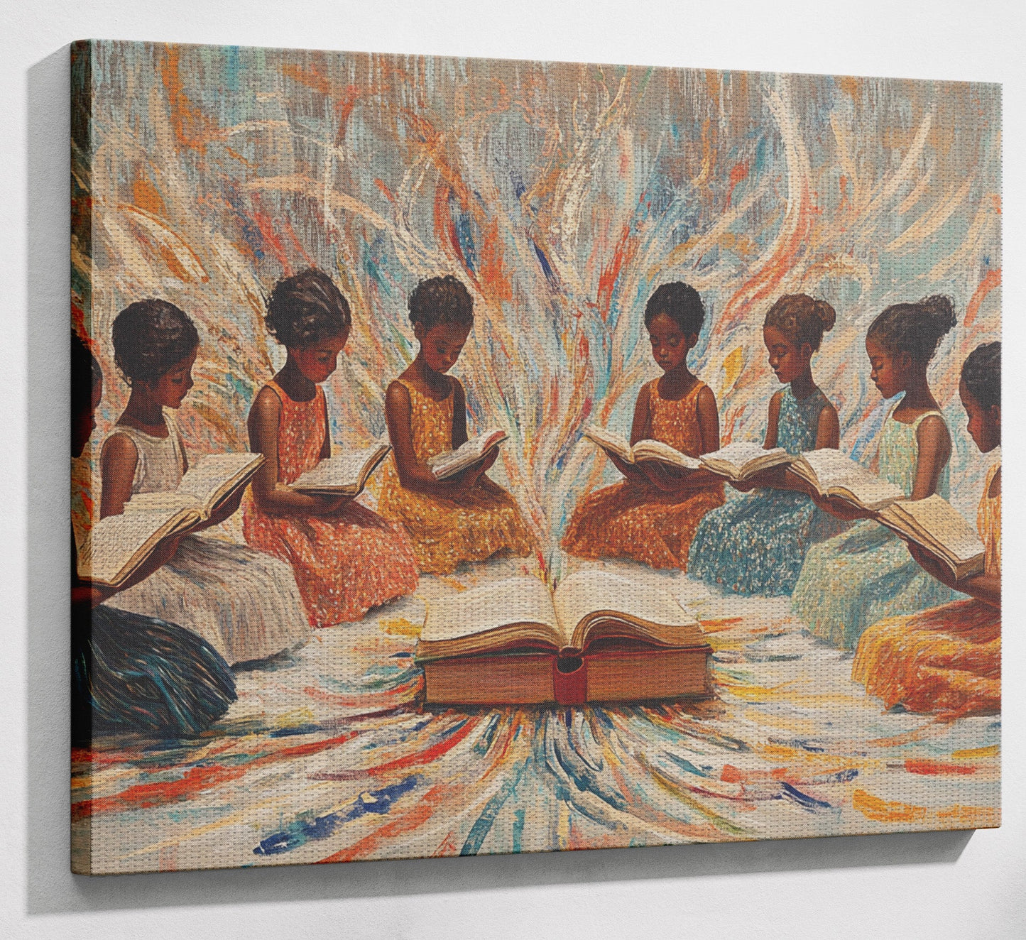 Black Children Reading Circle Black children wall art view 13