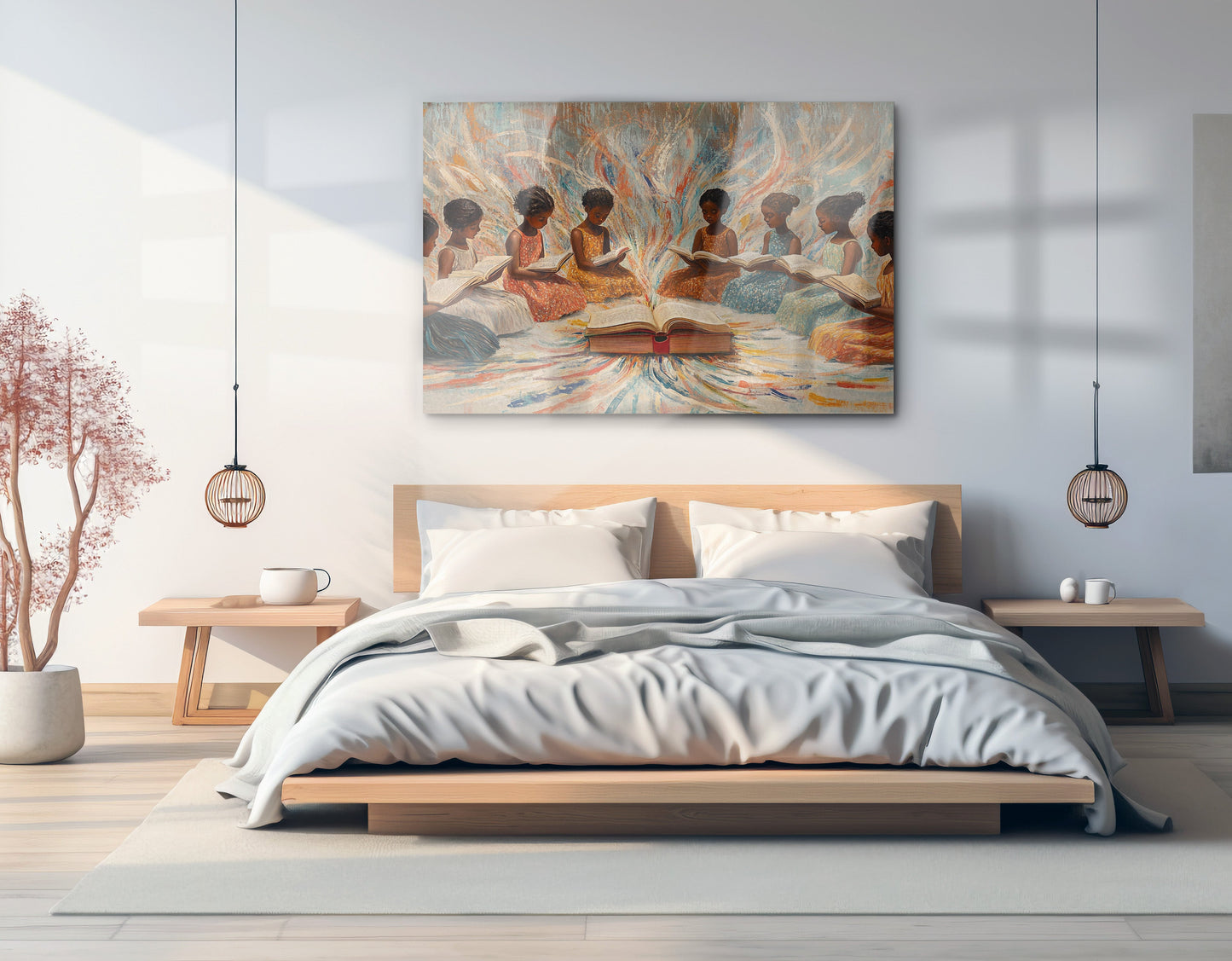 Black Children Reading Circle Black children wall art view 21