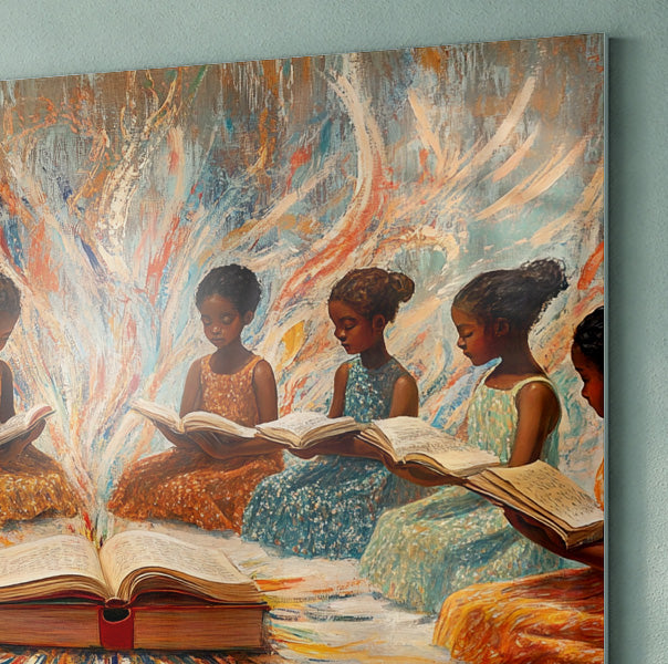 Black Children Reading Circle Black children wall art view 22