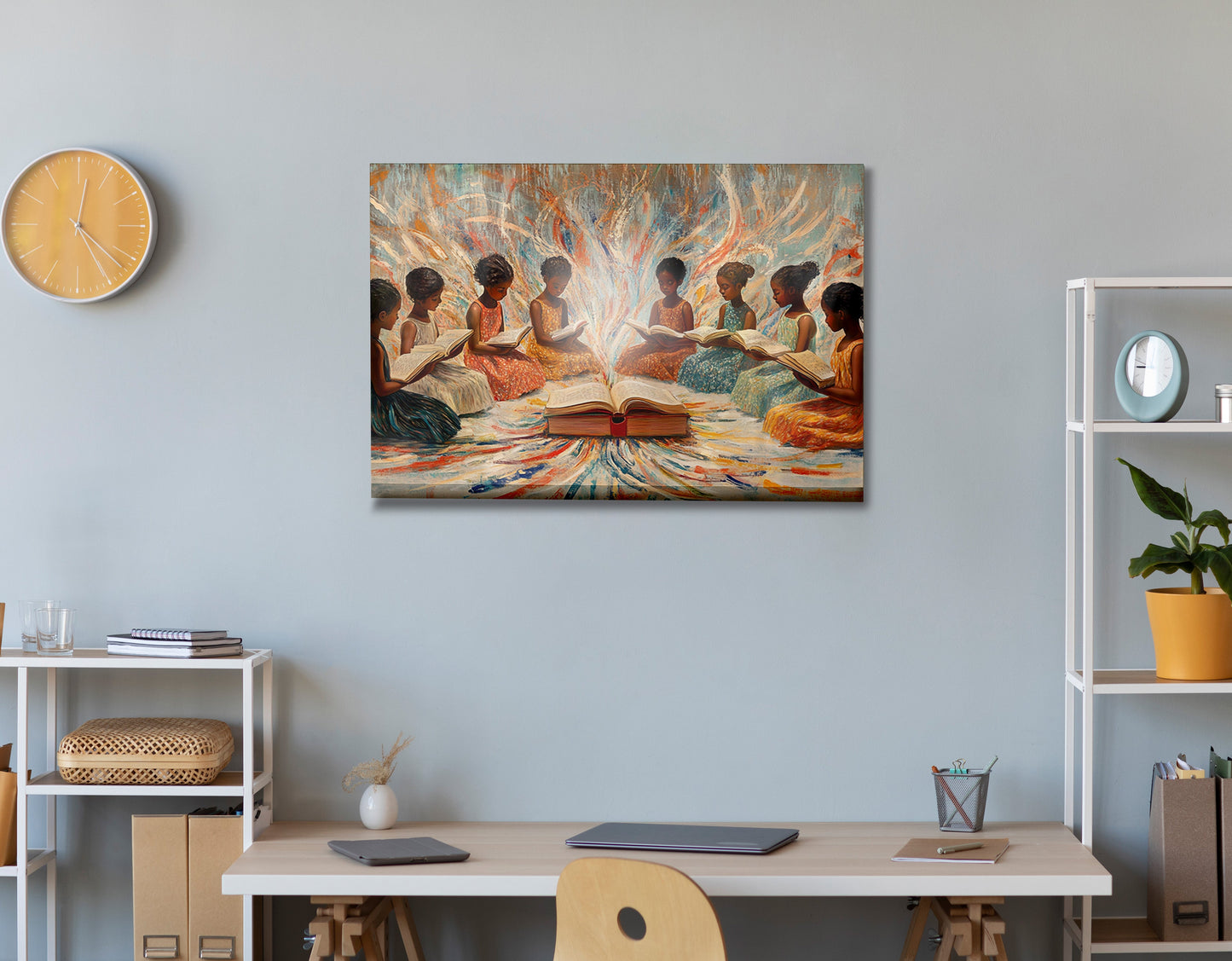 Black Children Reading Circle Black children wall art view 24