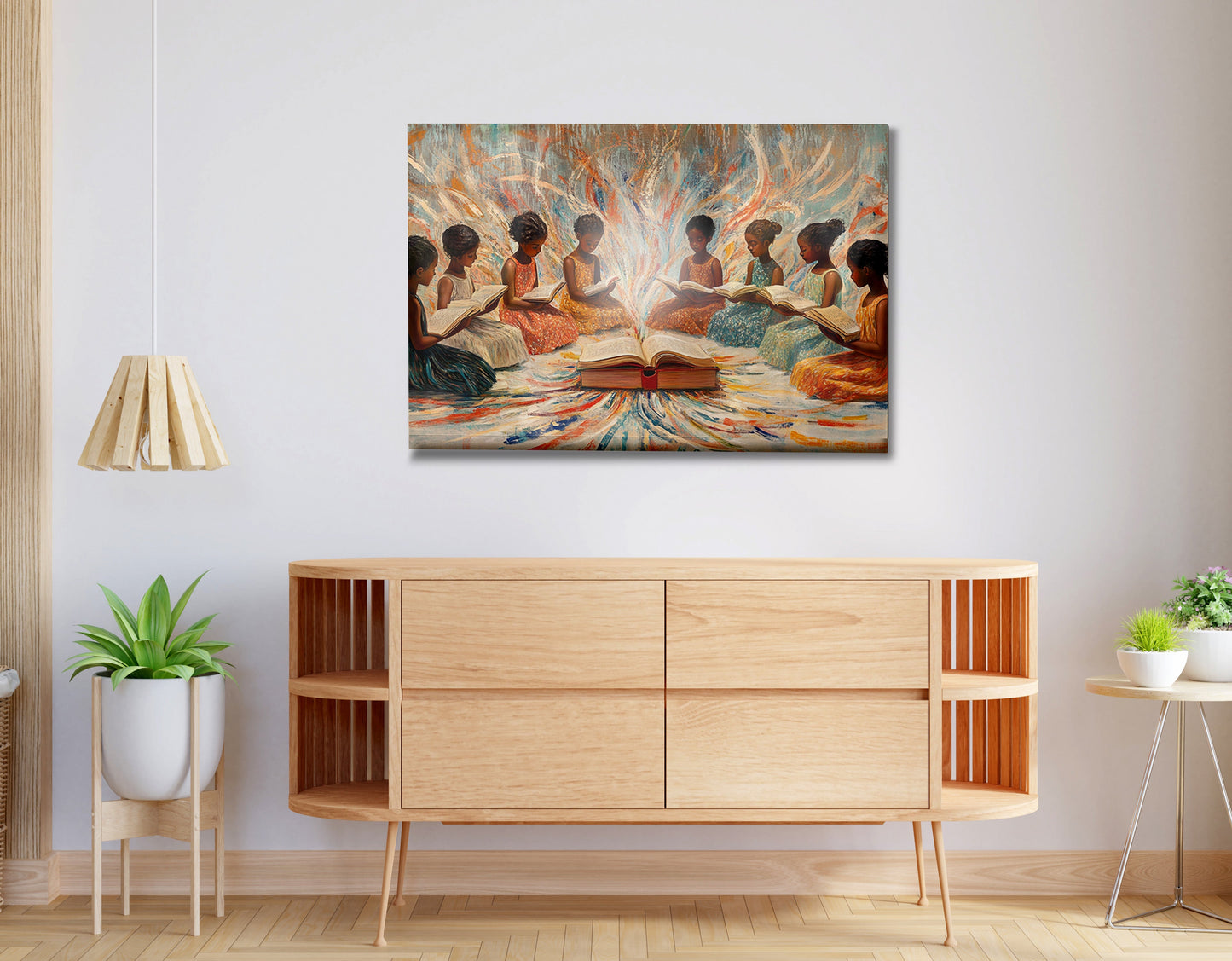 Black Children Reading Circle Black children wall art view 20