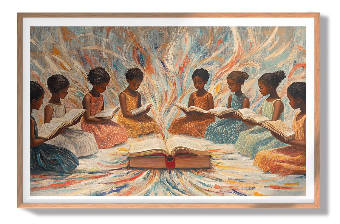 Black Children Reading Circle Black children wall art view 79