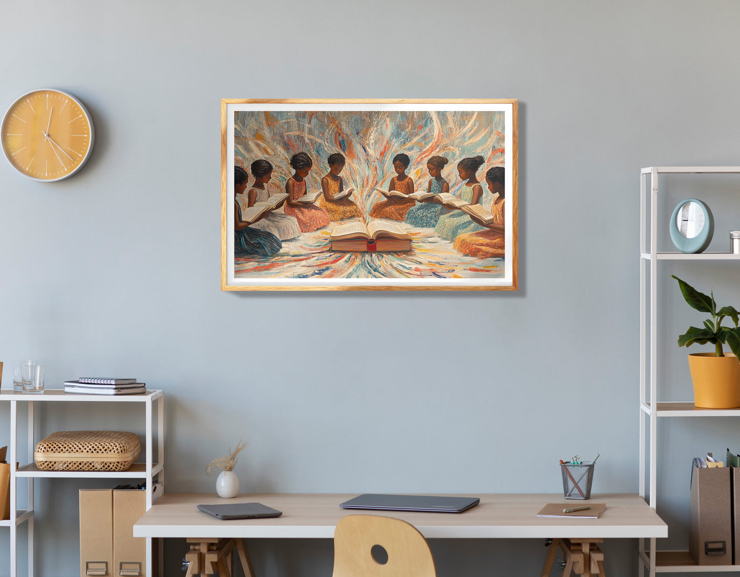 Black Children Reading Circle Black children wall art view 78