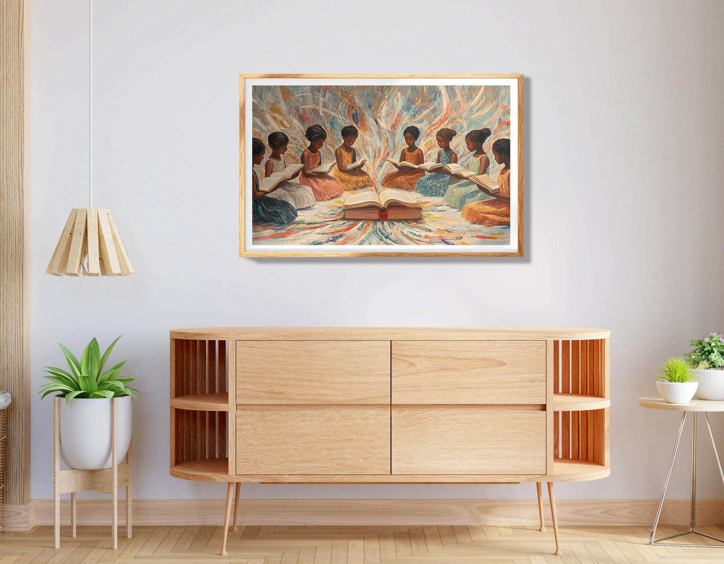 Black Children Reading Circle Black children wall art view 74