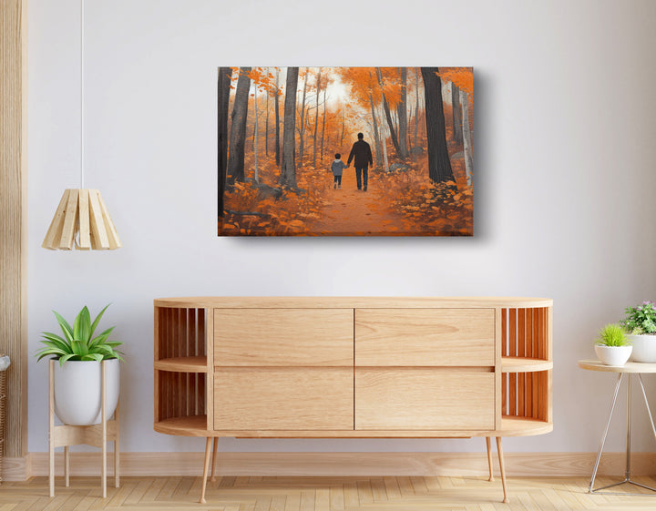 Black Father and Child Autumn Wall Art