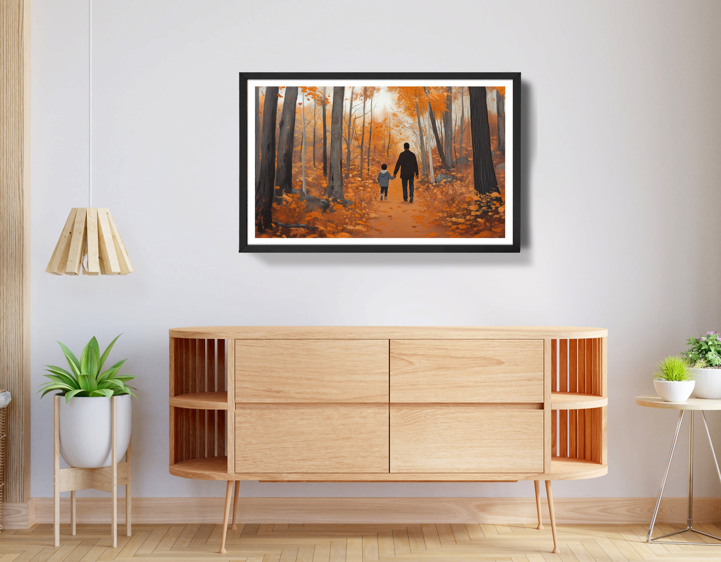 Black Father and Child Autumn Black family wall art view 68