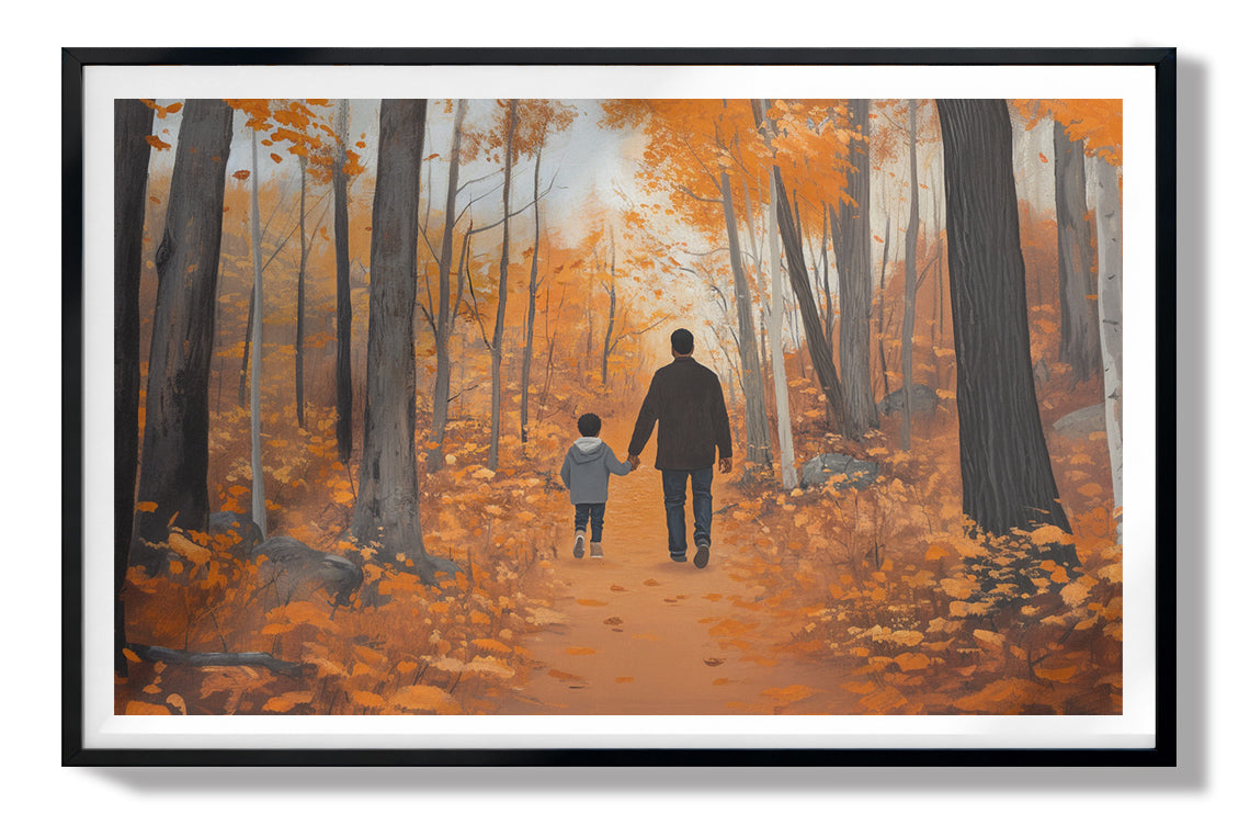 Black Father and Child Autumn Black family wall art view 67