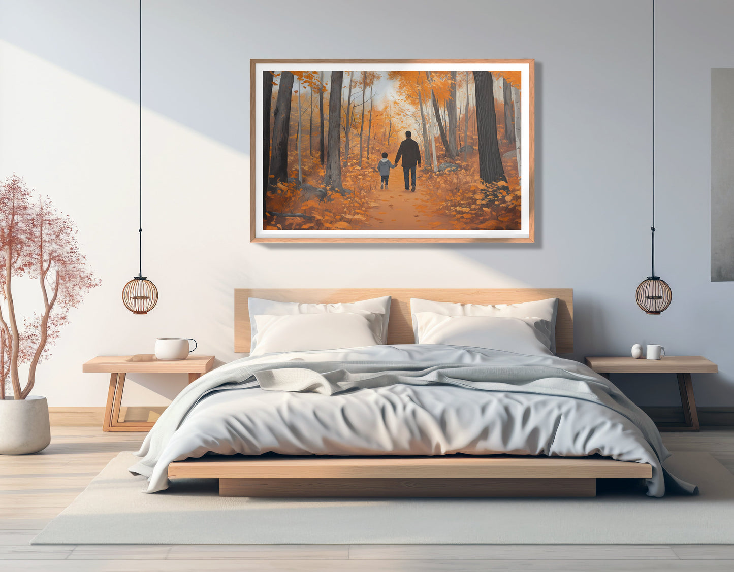 Black Father and Child Autumn Black family wall art view 81