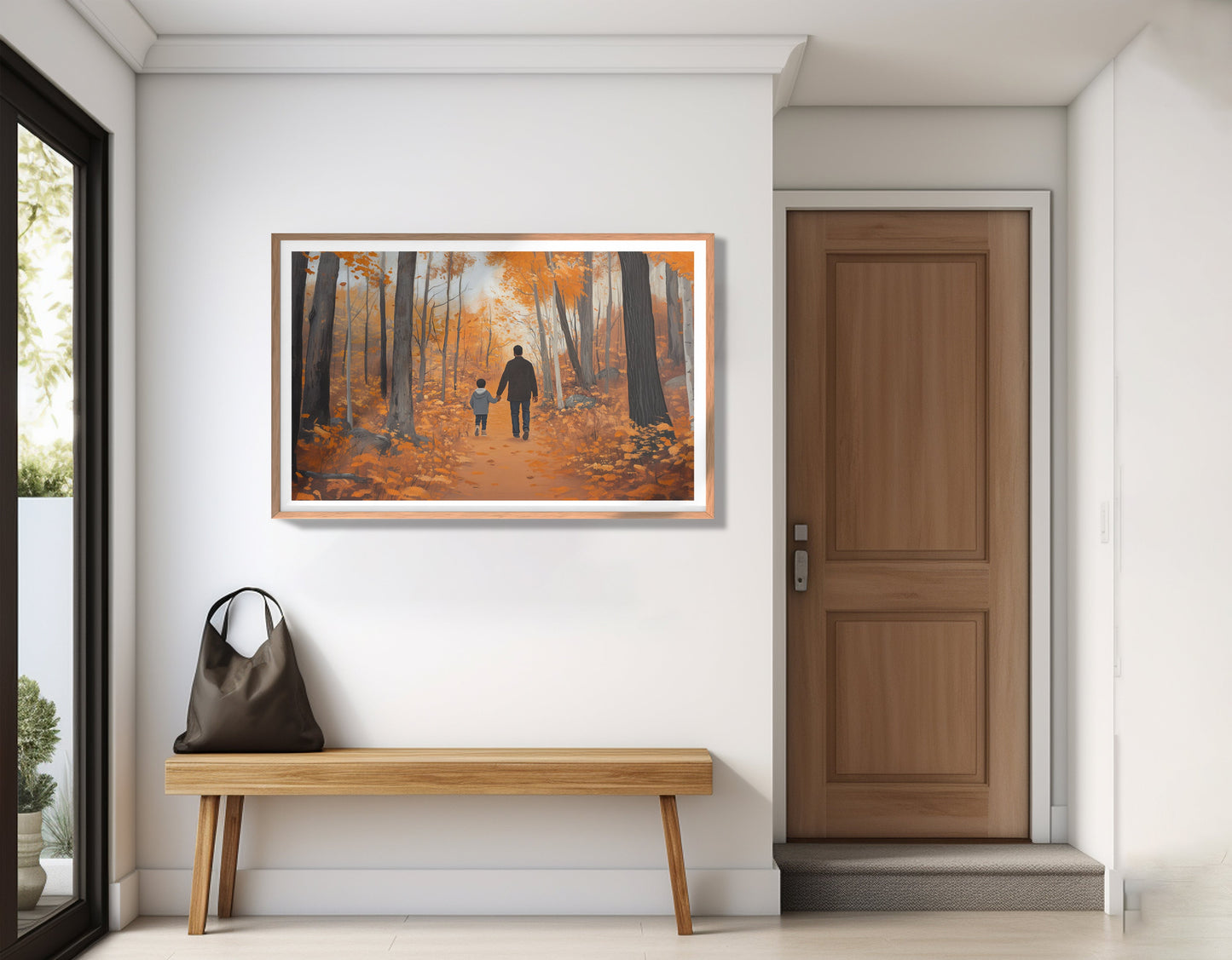 Black Father and Child Autumn Black family wall art view 83