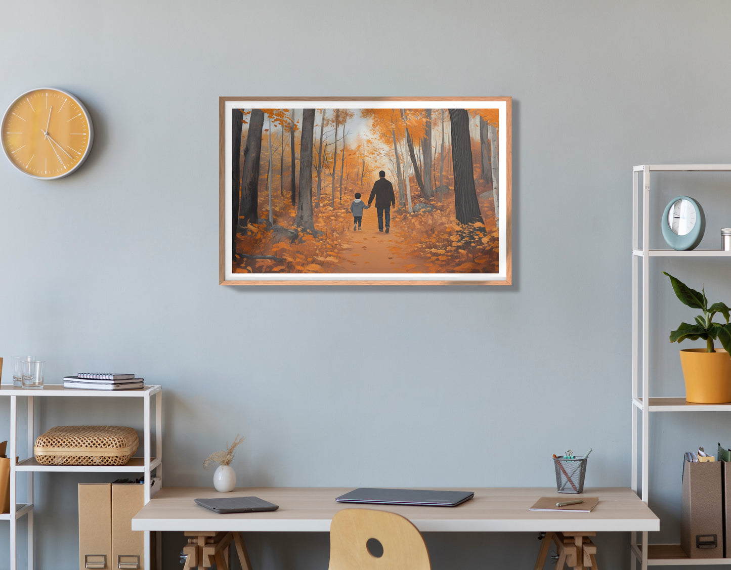 Black Father and Child Autumn Black family wall art view 84