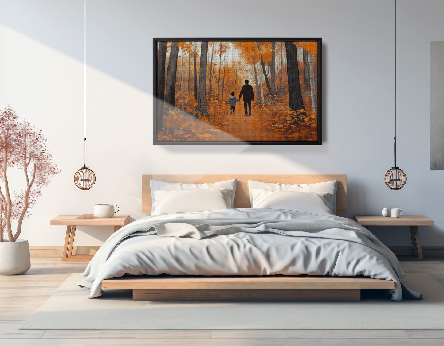 Black Father and Child Autumn Black family wall art view 27