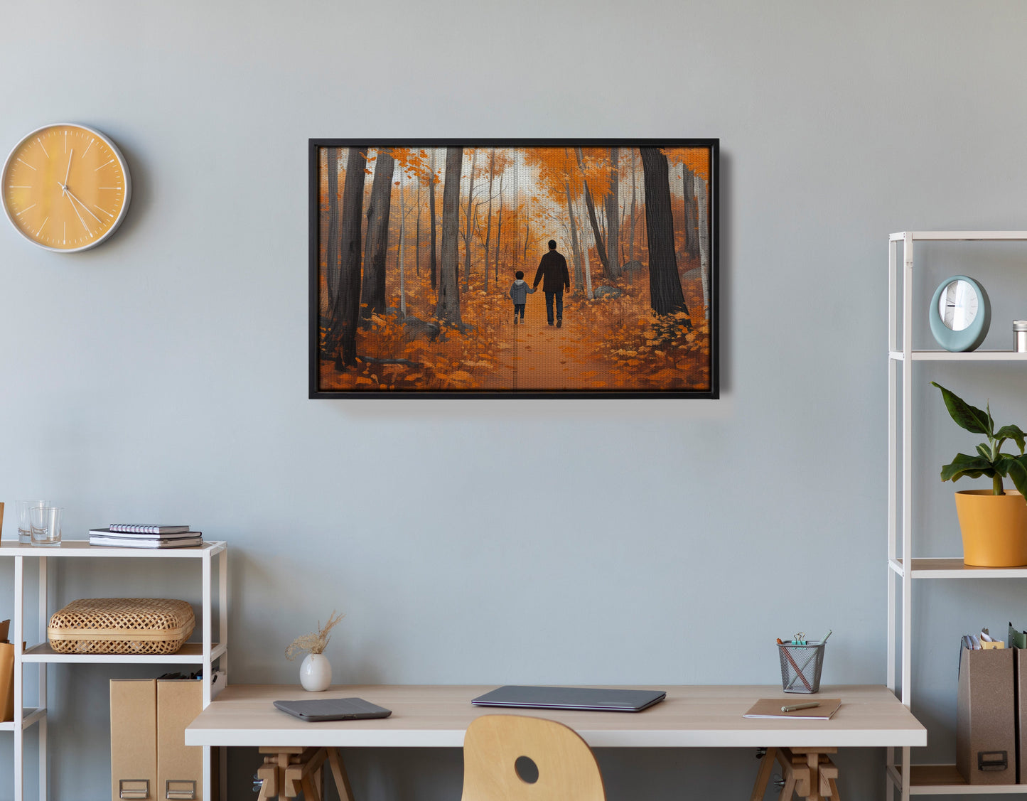 Black Father and Child Autumn Black family wall art view 30