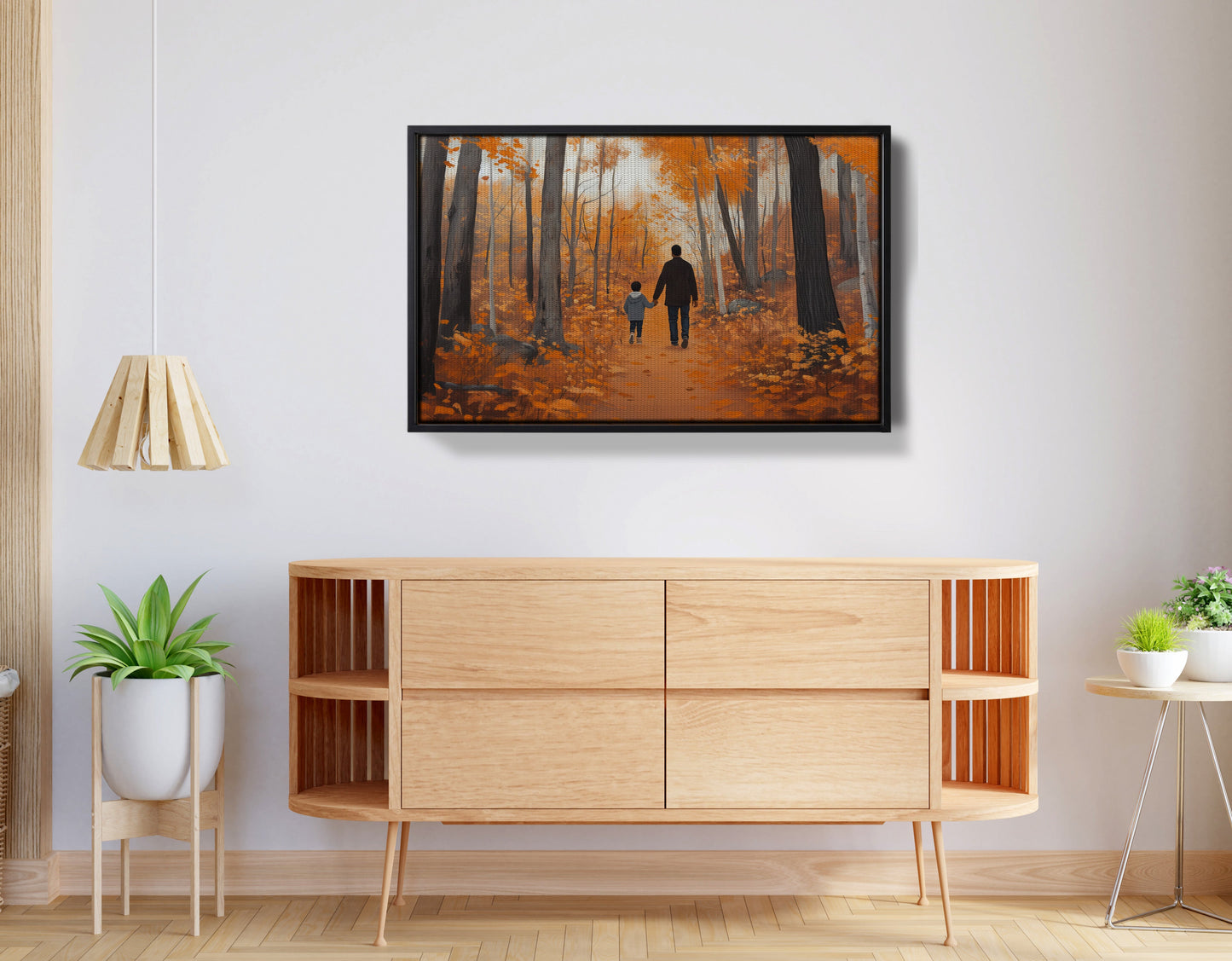Black Father and Child Autumn Black family wall art view 26