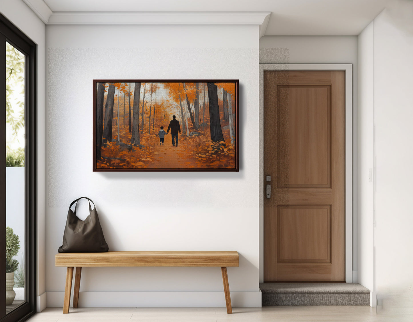 Black Father and Child Autumn Black family wall art view 35