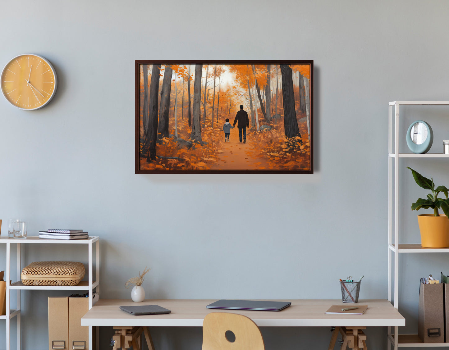 Black Father and Child Autumn Black family wall art view 36