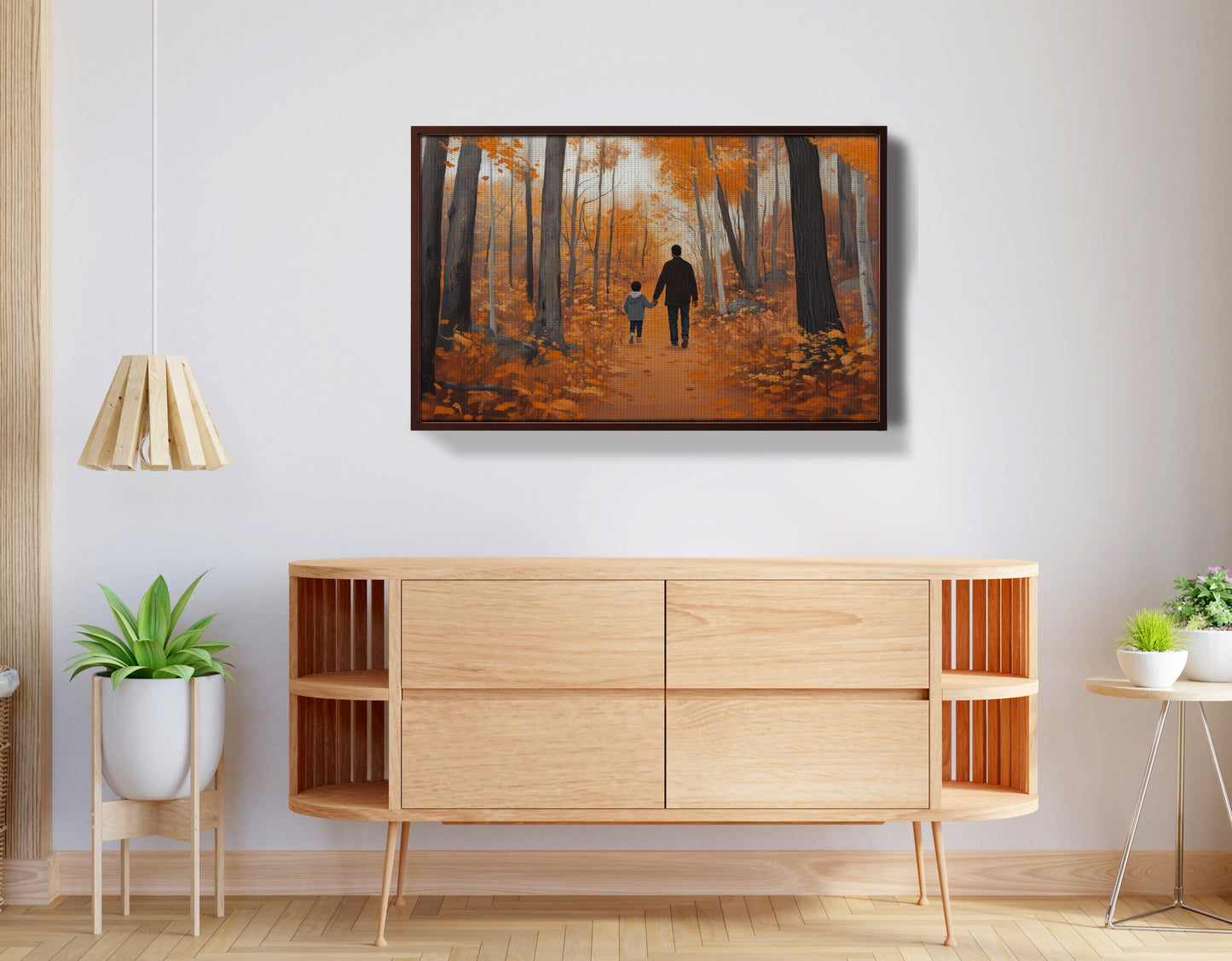 Black Father and Child Autumn Black family wall art view 32