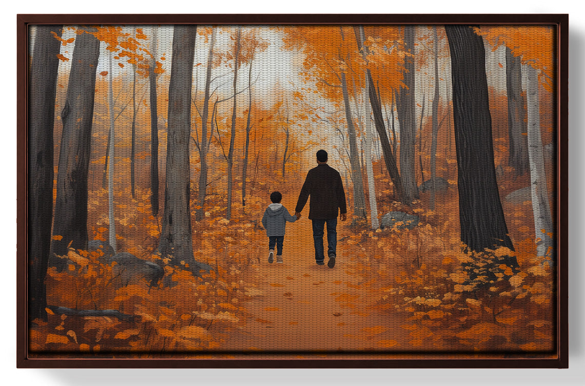 Black Father and Child Autumn Black family wall art view 31