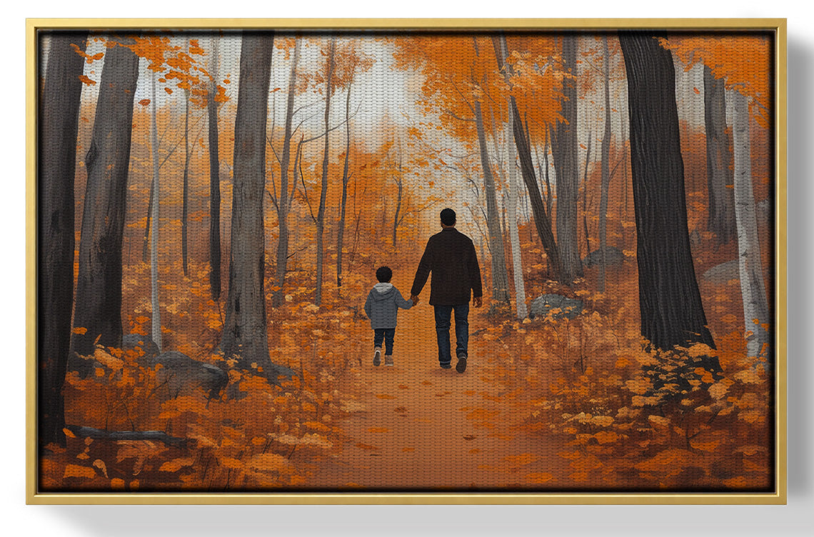 Black Father and Child Autumn Black family wall art view 37