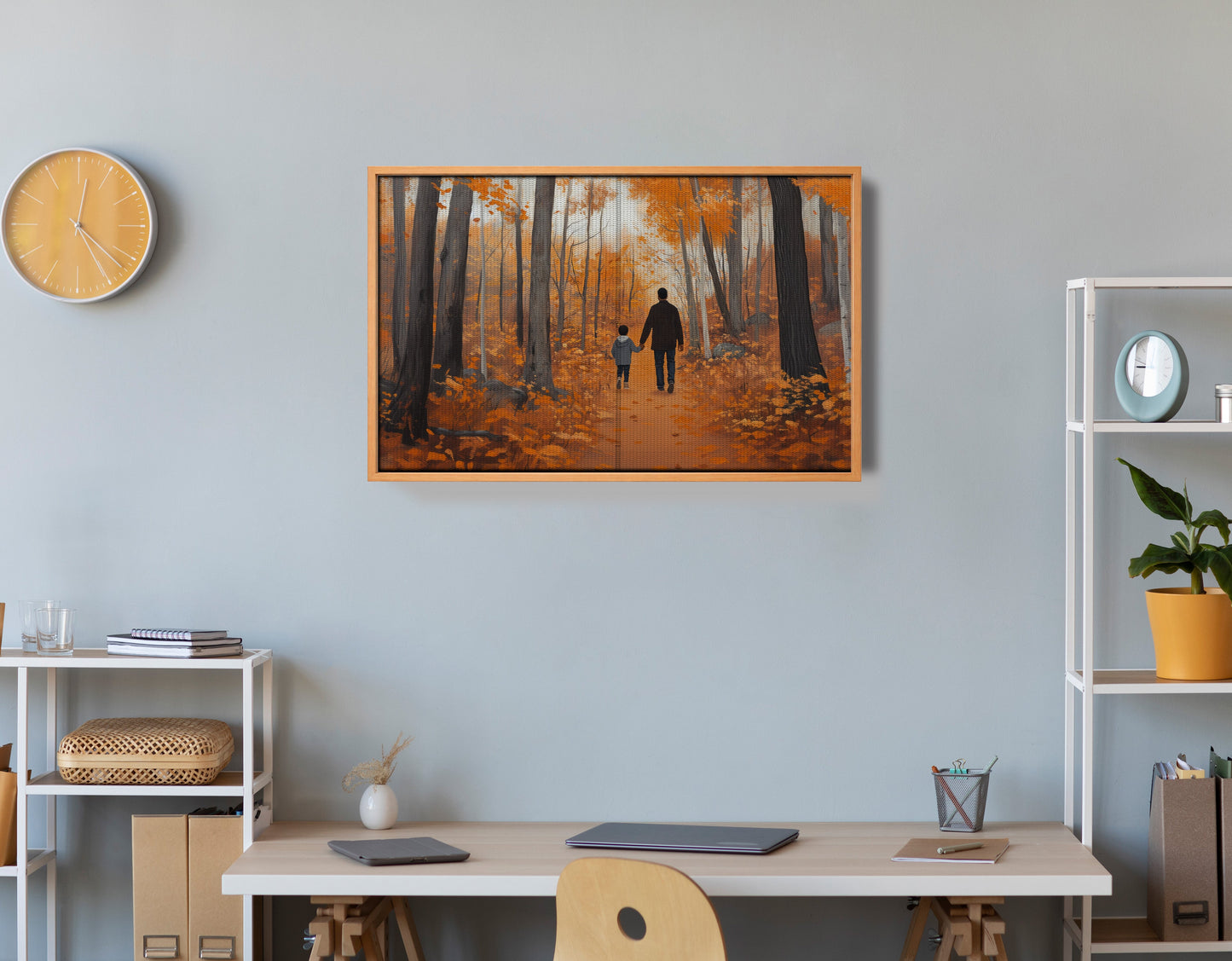 Black Father and Child Autumn Black family wall art view 48