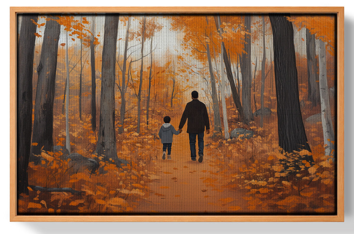 Black Father and Child Autumn Black family wall art view 43