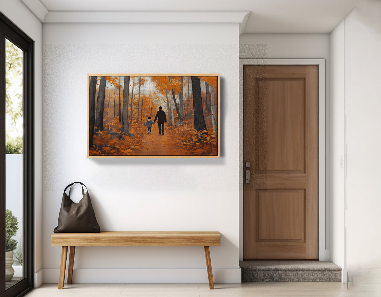 Black Father and Child Autumn Black family wall art view 53