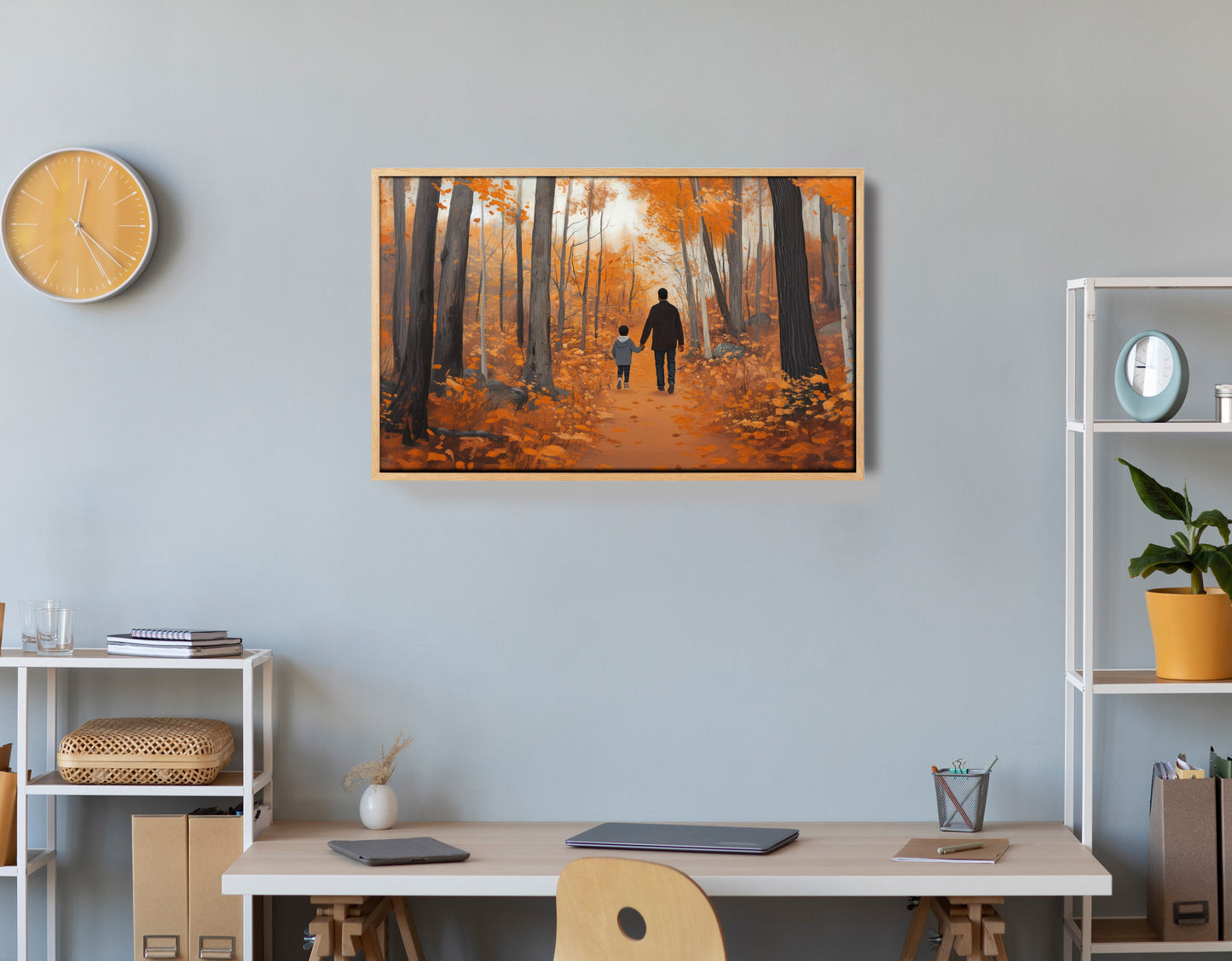 Black Father and Child Autumn Black family wall art view 54