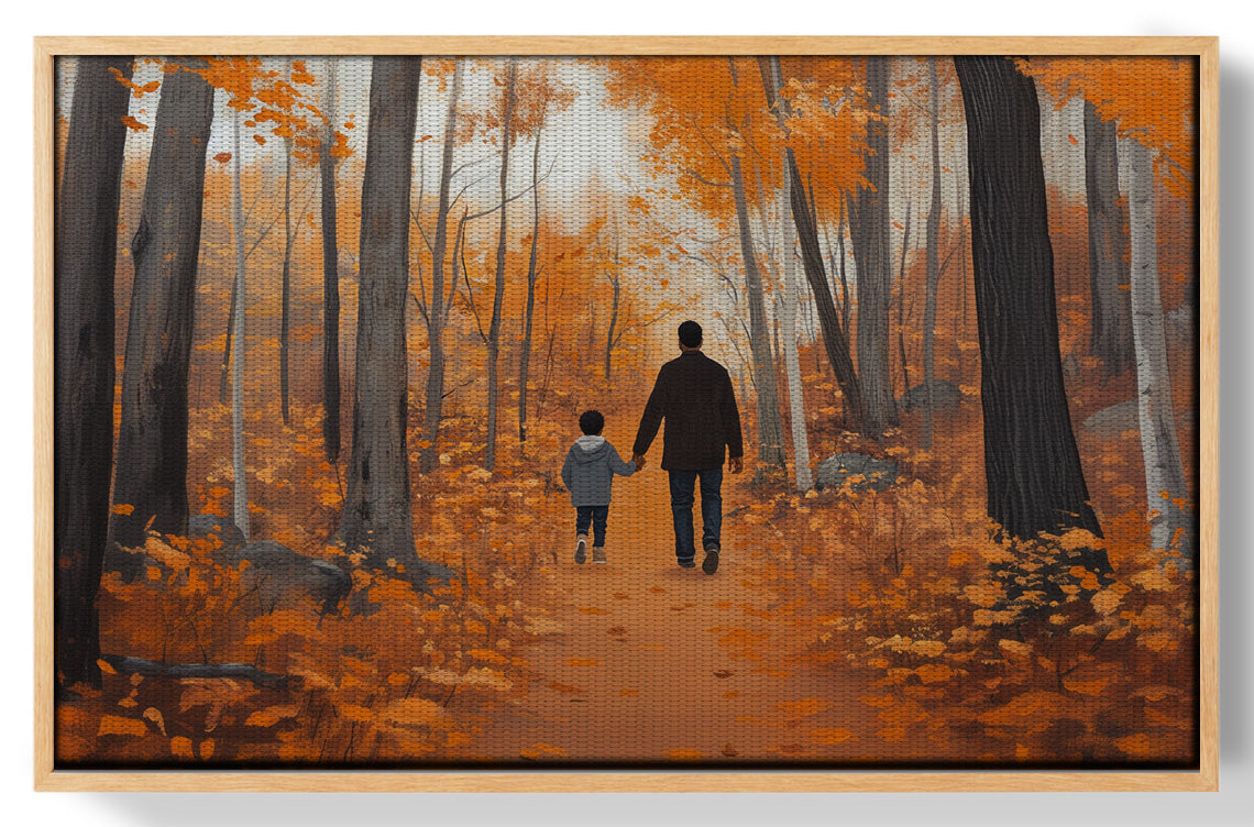 Black Father and Child Autumn Black family wall art view 49
