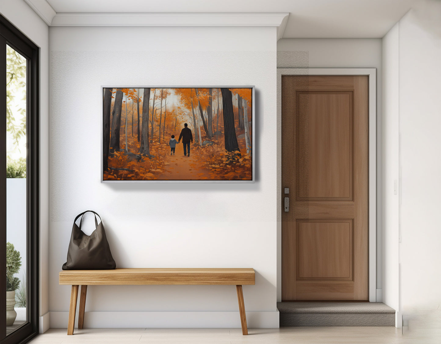 Black Father and Child Autumn Black family wall art view 59
