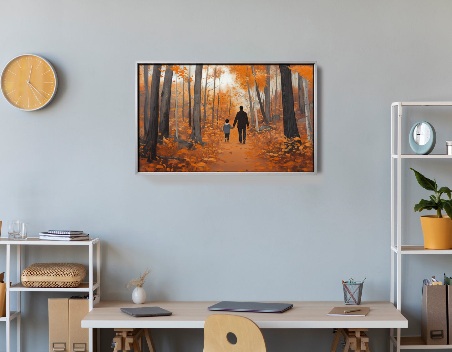Black Father and Child Autumn Black family wall art view 60