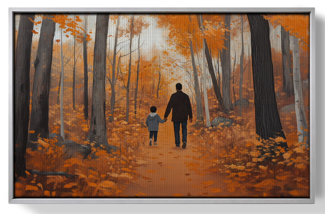 Black Father and Child Autumn Black family wall art view 55