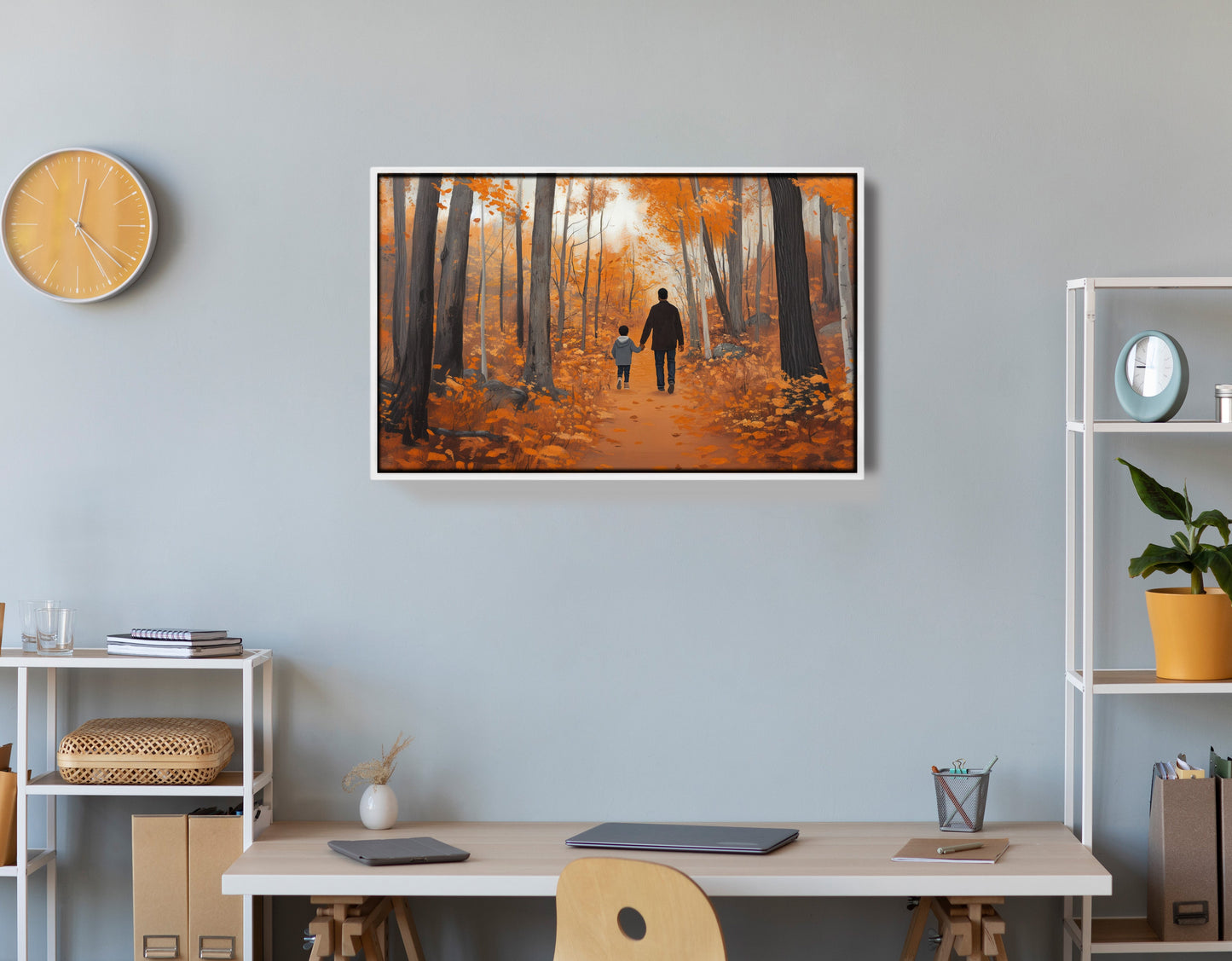 Black Father and Child Autumn Black family wall art view 66