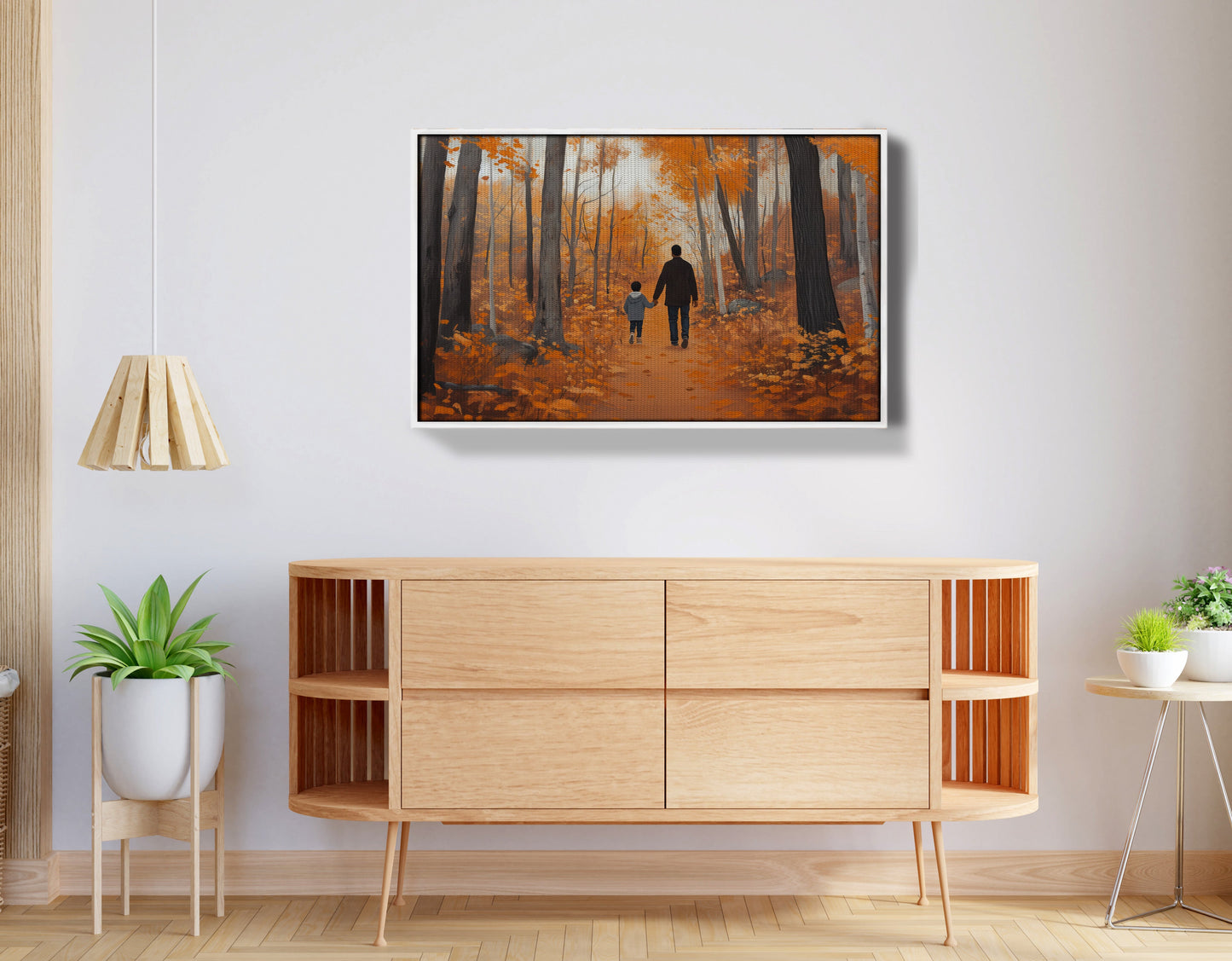 Black Father and Child Autumn Black family wall art view 62