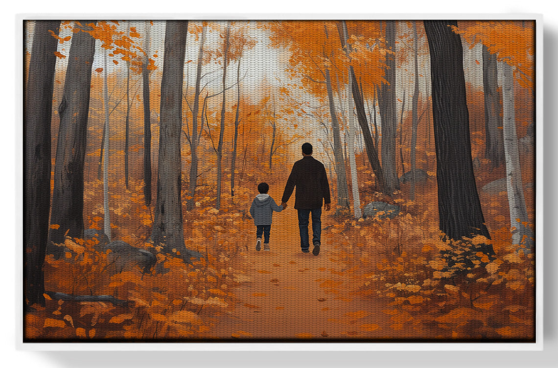Black Father and Child Autumn Black family wall art view 61
