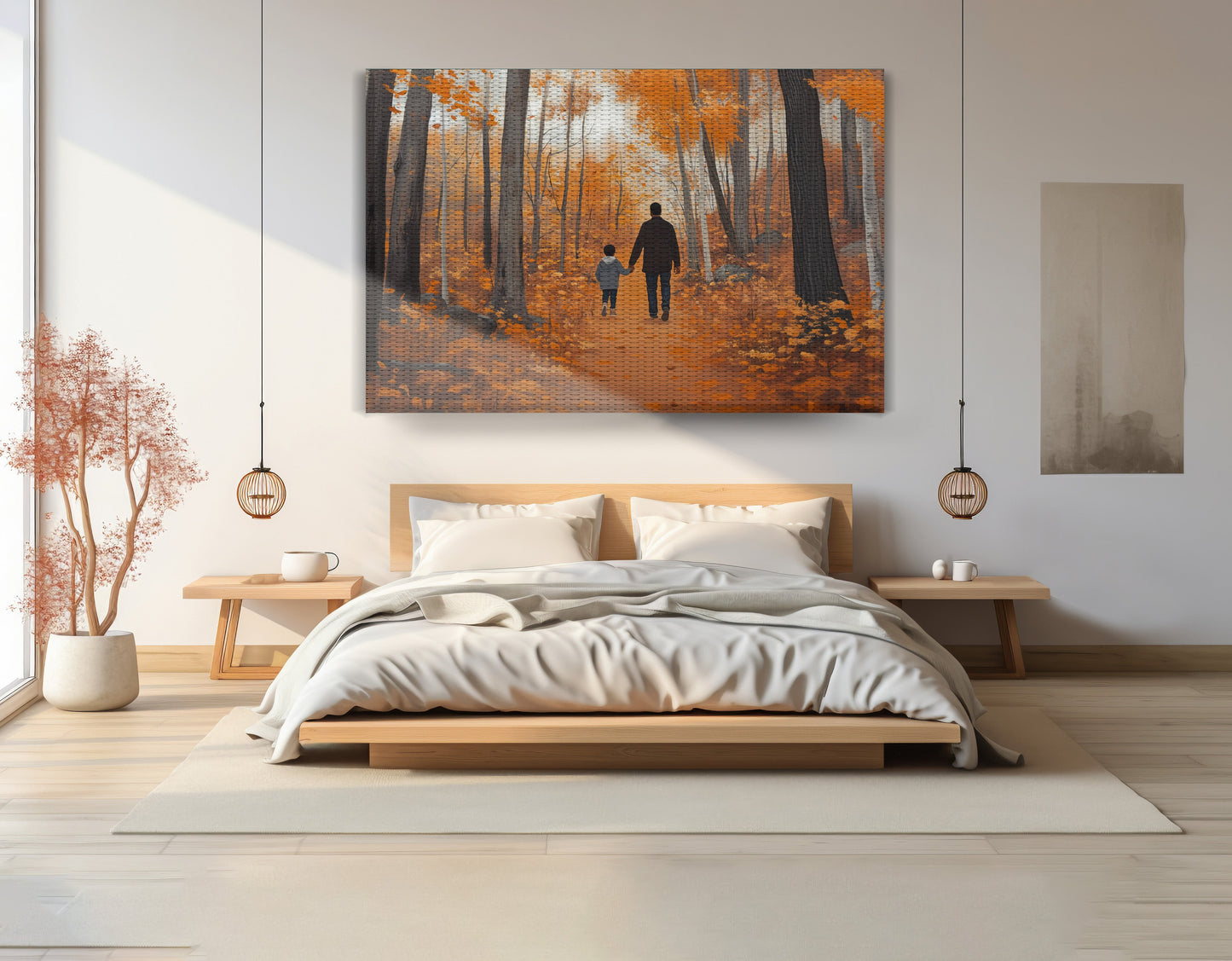 Black Father and Child Autumn Black family wall art view 15