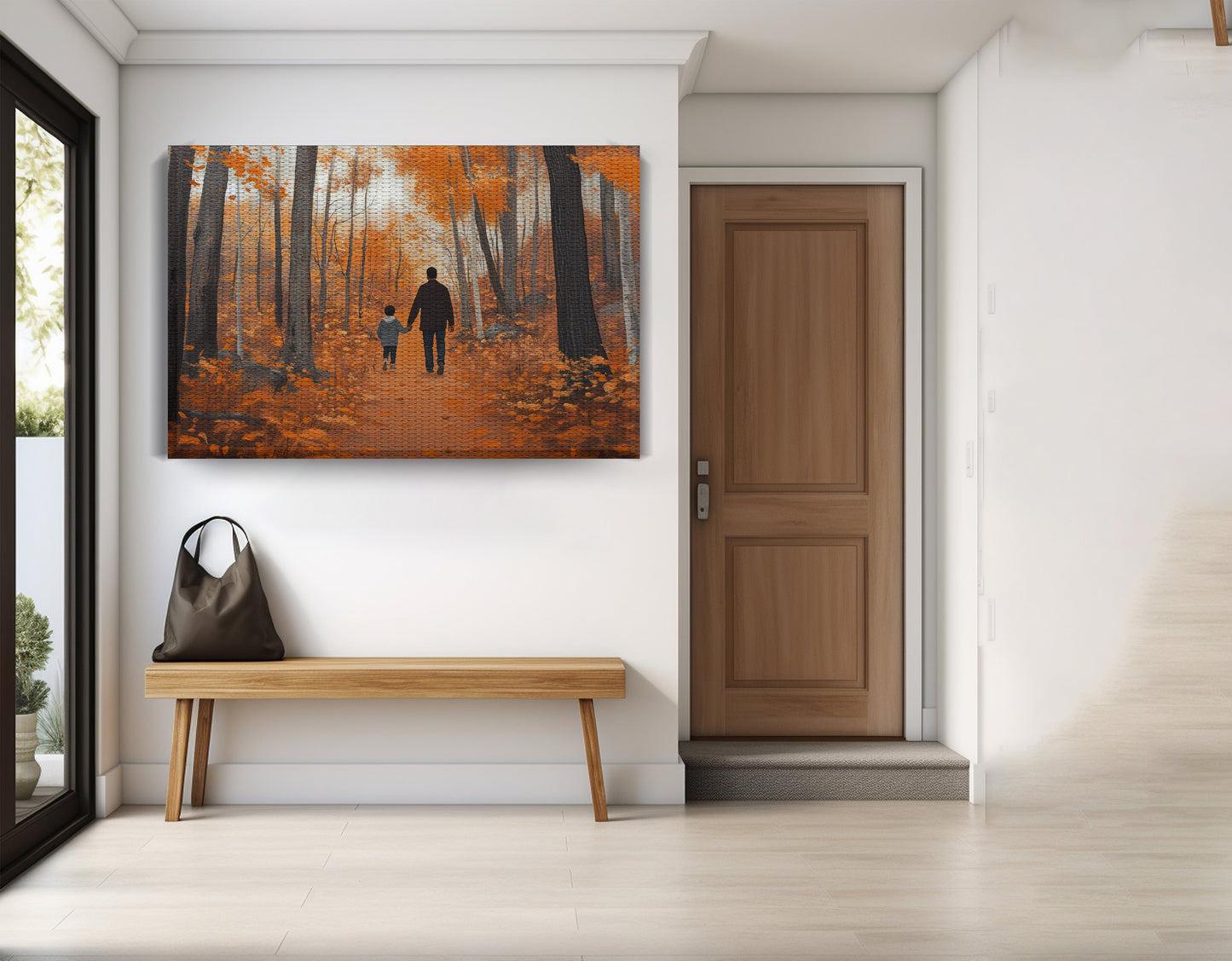 Black Father and Child Autumn Black family wall art view 17