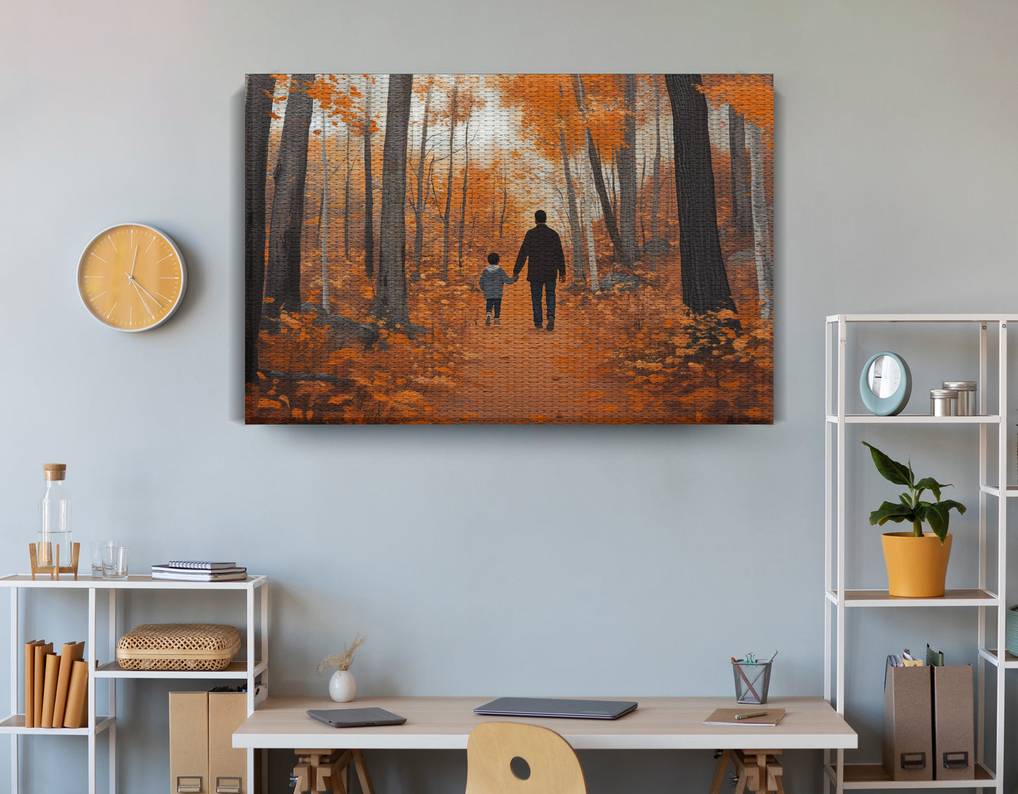 Black Father and Child Autumn Black family wall art view 18