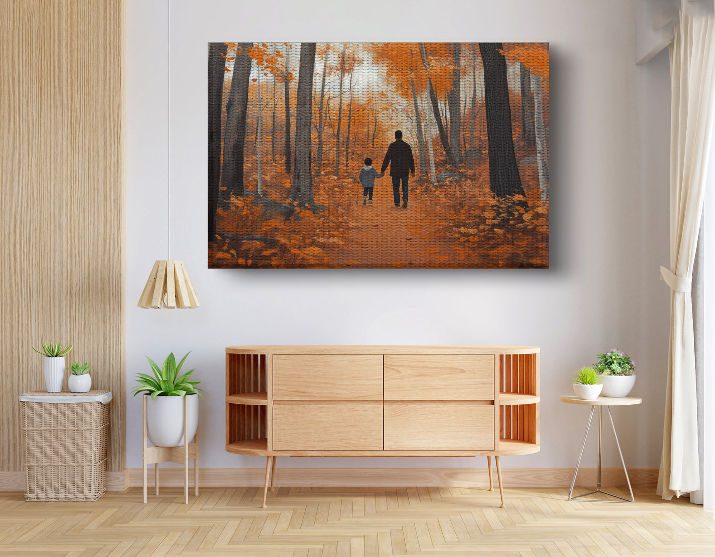 Black Father and Child Autumn Black family wall art view 14