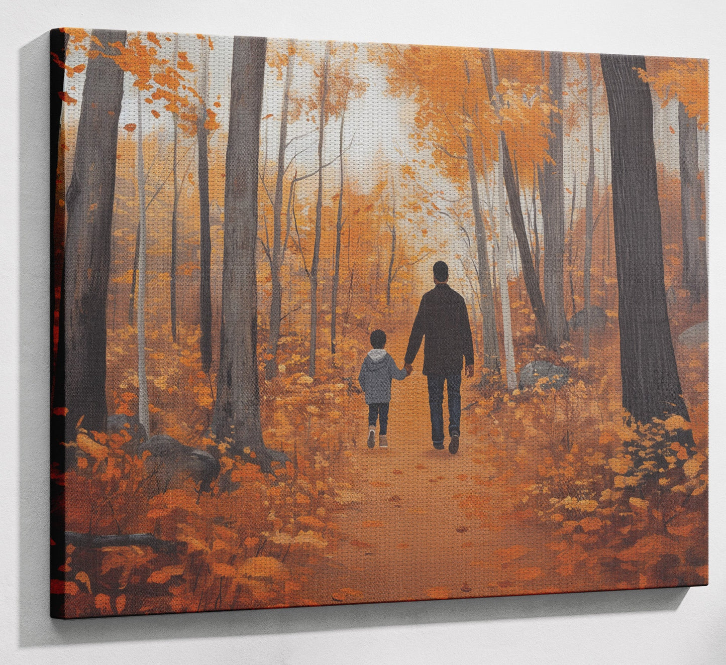 Black Father and Child Autumn Black family wall art view 13
