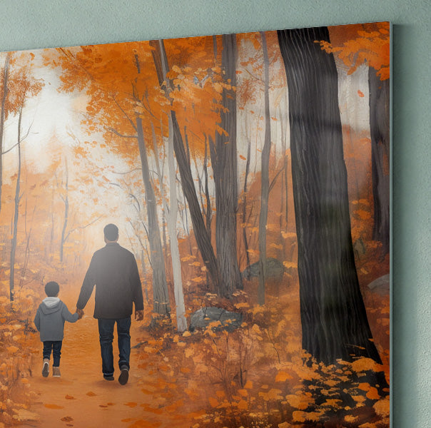 Black Father and Child Autumn Black family wall art view 22
