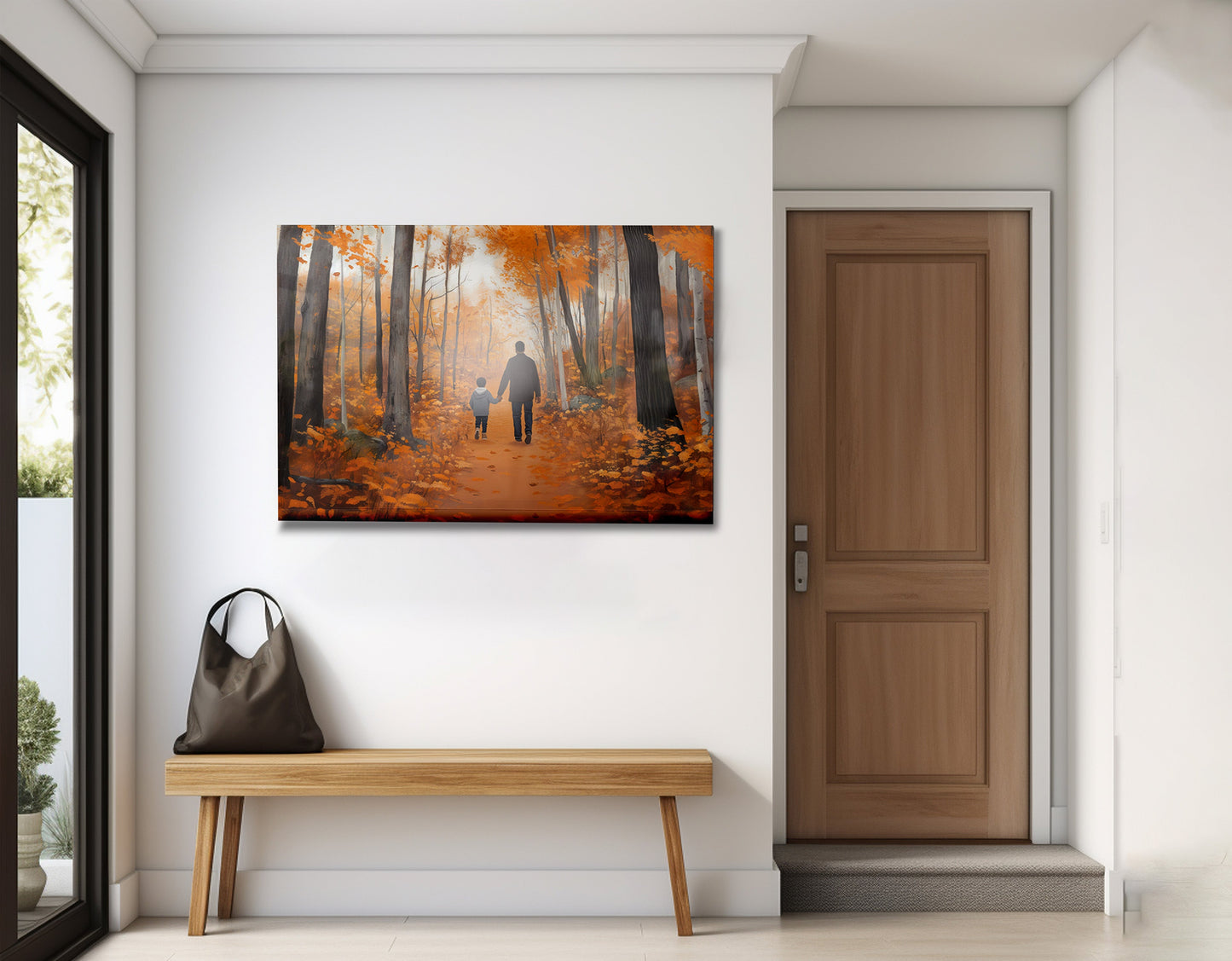 Black Father and Child Autumn Black family wall art view 23