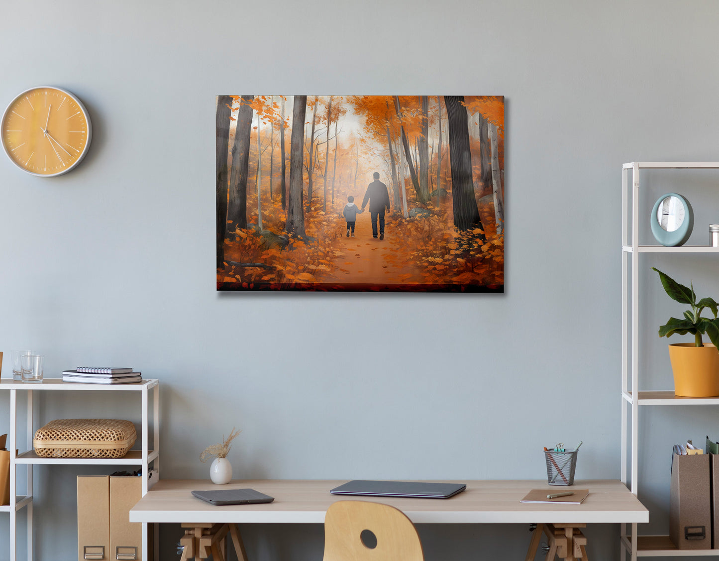 Black Father and Child Autumn Black family wall art view 24