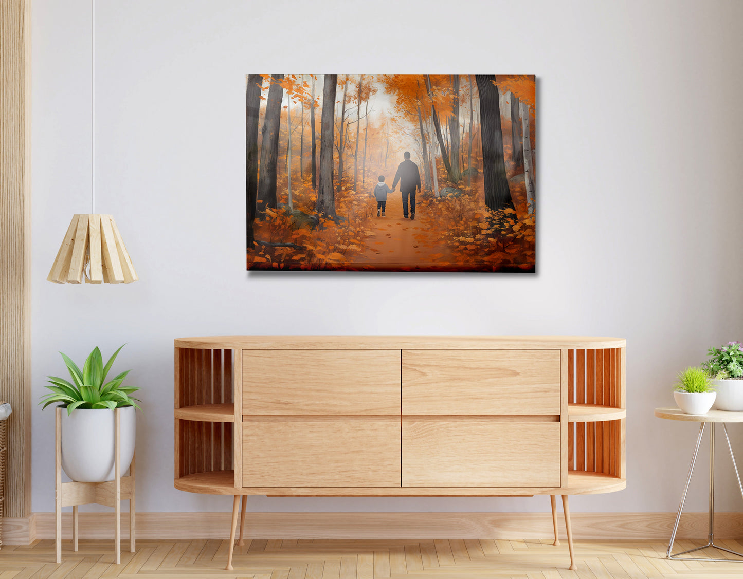 Black Father and Child Autumn Black family wall art view 20