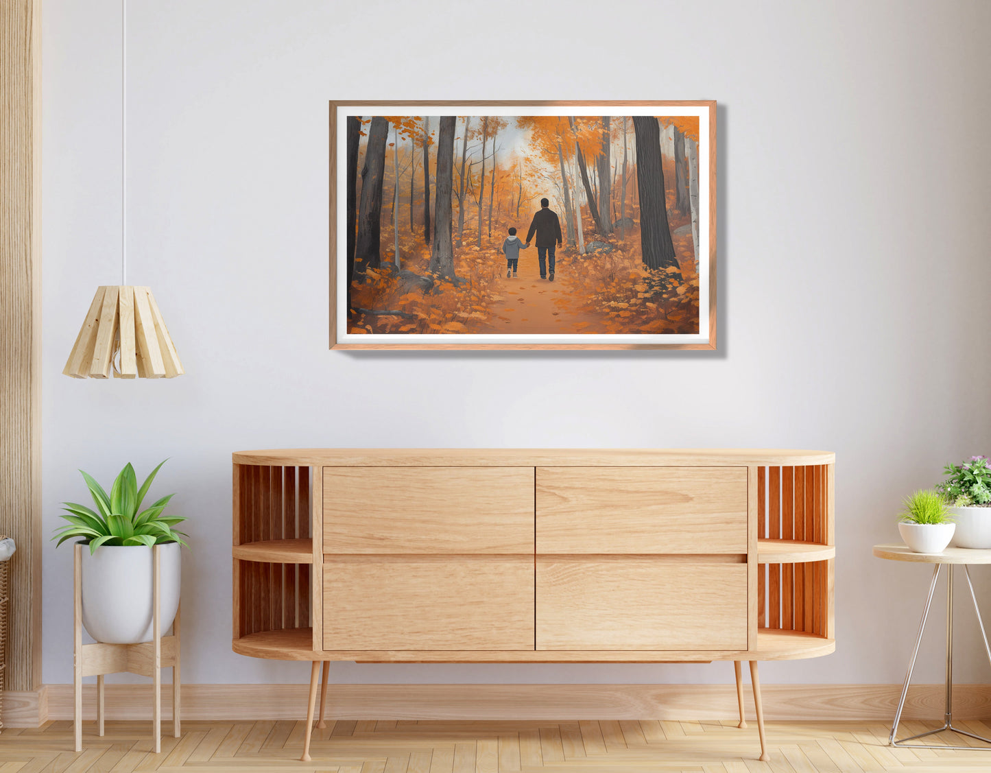 Black Father and Child Autumn Black family wall art view 80