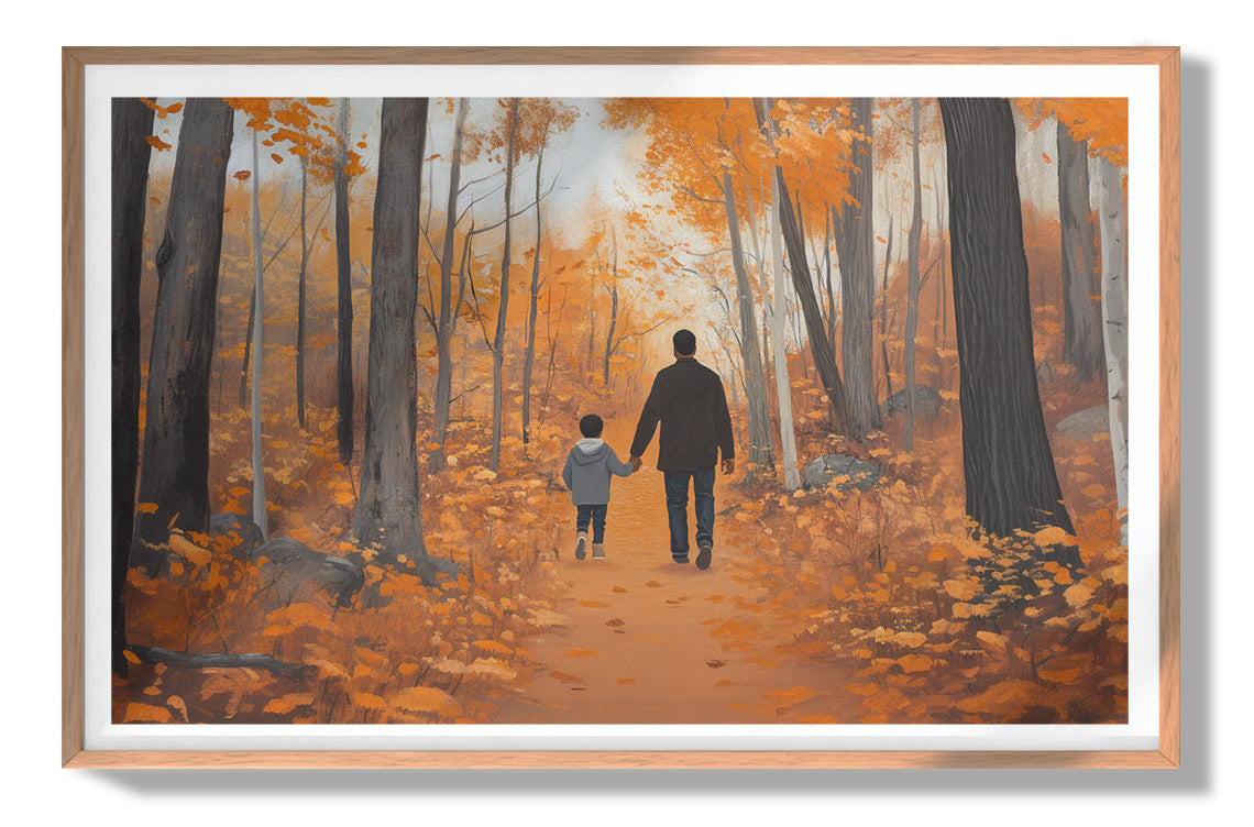 Black Father and Child Autumn Black family wall art view 79